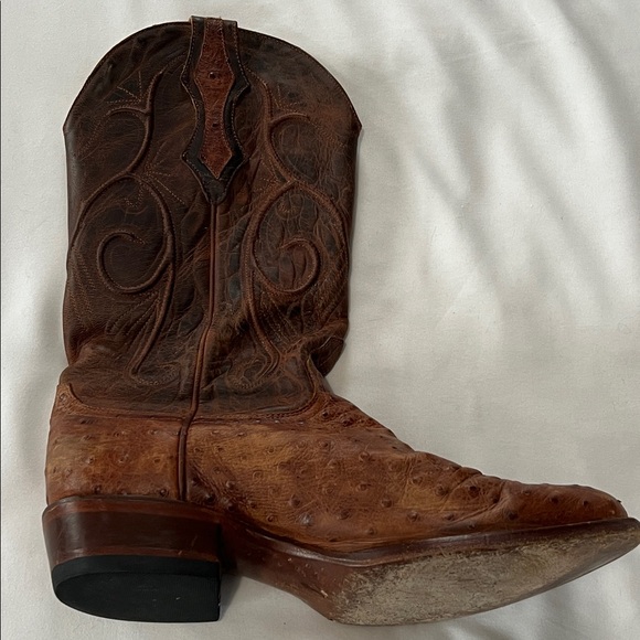Cavender’s Ostrich Print Round Toe Cowboy Boots - Picture 11 of 16